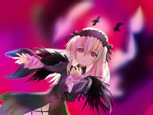 Rating: Safe Score: 0 Tags: 1girl black_dress black_ribbon black_wings detached_collar dress flower frills hairband image long_hair long_sleeves looking_at_viewer pink_eyes ribbon solo suigintou wings User: admin