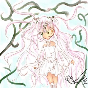 Rating: Safe Score: 0 Tags: 1girl dress eyepatch flower hair_flower hair_ornament image kirakishou long_hair long_sleeves pink_hair plant solo very_long_hair vines white_dress white_hair yellow_eyes User: admin