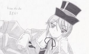 Rating: Safe Score: 0 Tags: 1girl auto_tagged blush dated eyebrows_visible_through_hair frills greyscale hat image long_sleeves monochrome neck_ribbon ribbon short_hair solo souseiseki top_hat User: admin