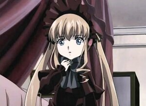 Rating: Safe Score: 0 Tags: 1girl bangs blonde_hair blue_eyes bow bowtie curtains dress image indoors long_hair long_sleeves looking_at_viewer shinku sidelocks solo window User: admin