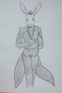 Rating: Safe Score: 0 Tags: formal image jacket laplace_no_ma long_sleeves necktie no_humans simple_background solo standing suit tail traditional_media wing_collar User: admin