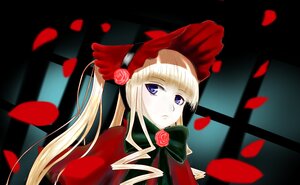 Rating: Safe Score: 0 Tags: 1girl blonde_hair blue_eyes bonnet bow bowtie capelet dress flower green_bow image long_hair looking_at_viewer petals red_capelet red_dress red_flower red_rose rose rose_petals shinku solo twintails User: admin