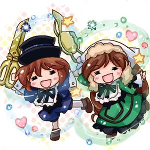 Rating: Safe Score: 0 Tags: 2girls brown_hair chibi christmas_tree closed_eyes dress hat image multiple_girls open_mouth pair short_hair siblings sisters smile souseiseki star_(symbol) suiseiseki twins User: admin