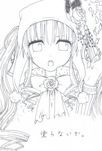 Rating: Safe Score: 0 Tags: 1girl bangs blush eyebrows_visible_through_hair flower greyscale image long_hair looking_at_viewer monochrome open_mouth rose shinku simple_background solo traditional_media upper_body white_background User: admin