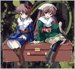 Rating: Safe Score: 0 Tags: 2girls blush boots brown_hair cross-laced_footwear frills green_eyes hat heterochromia image japanese_clothes kimono knee_boots lace-up_boots lolita_fashion long_hair multiple_girls open_mouth pair pantyhose red_eyes short_hair siblings sisters sitting souseiseki suiseiseki top_hat twins User: admin