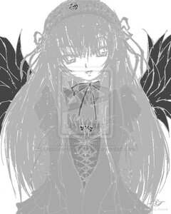 Rating: Safe Score: 0 Tags: 1girl akemi_homura akuma_homura black_wings dress feathered_wings feathers greyscale image long_hair monochrome ribbon simple_background solo suigintou wings User: admin