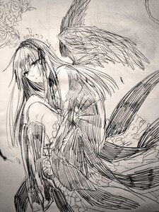 Rating: Safe Score: 0 Tags: 1girl bangs black_wings boots closed_mouth dress feathered_wings feathers flower frills greyscale hairband image knees_up long_hair long_sleeves looking_at_viewer monochrome rose solo suigintou wings User: admin