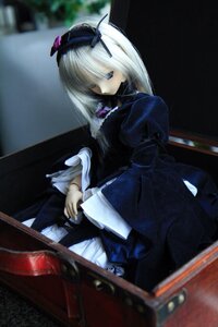 Rating: Safe Score: 0 Tags: 1girl black_dress blue_eyes doll dress frills hat long_hair long_sleeves puffy_sleeves silver_hair sitting solo suigintou User: admin