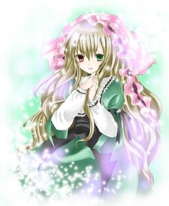 Rating: Safe Score: 0 Tags: 1girl blonde_hair dress frills green_dress green_eyes heterochromia image long_hair long_sleeves looking_at_viewer red_eyes solo suiseiseki very_long_hair User: admin