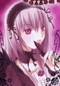 Rating: Safe Score: 0 Tags: 1girl black_ribbon detached_collar flower frills hairband holding image long_hair long_sleeves looking_at_viewer ribbon rose silver_hair solo suigintou wings User: admin