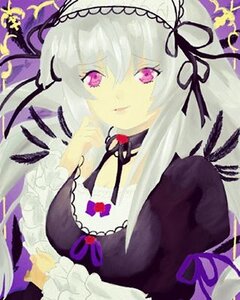 Rating: Safe Score: 0 Tags: 1girl detached_collar dress feathers flower frills hairband image long_hair looking_at_viewer ribbon silver_hair solo suigintou User: admin