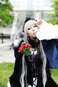 Rating: Safe Score: 0 Tags: 1girl 3d black_dress blurry blurry_background blurry_foreground building day depth_of_field dress flower frills gothic_lolita long_hair long_sleeves looking_at_viewer outdoors photo rose solo suigintou white_hair User: admin