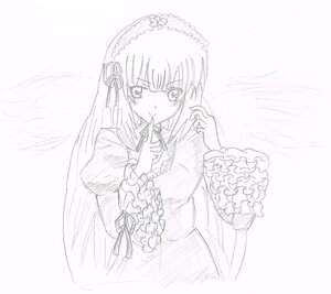 Rating: Safe Score: 0 Tags: 1girl blush dress frilled_sleeves frills greyscale hairband image long_hair long_sleeves looking_at_viewer monochrome ribbon smile solo suigintou very_long_hair wide_sleeves User: admin