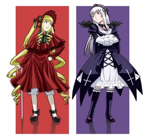 Rating: Safe Score: 0 Tags: 2girls blonde_hair bloomers blue_eyes bonnet bow cane commentary_request dress drill_hair frills hairband ichikawa_masahiro image long_hair long_sleeves multiple_girls pair pink_eyes red_dress rozen_maiden shinku silver_hair suigintou twintails underwear very_long_hair wings User: admin