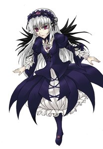 Rating: Safe Score: 3 Tags: 1girl dress frilled_sleeves frills full_body hairband image juliet_sleeves long_hair long_sleeves looking_at_viewer pink_eyes puffy_sleeves rose silver_hair simple_background solo standing suigintou white_background wings User: admin