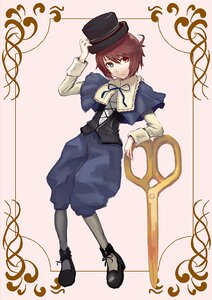 Rating: Safe Score: 0 Tags: boots brown_hair capelet character_name full_body green_eyes hat heterochromia image long_sleeves pantyhose red_eyes ribbon short_hair shorts solo souseiseki standing striped top_hat User: admin