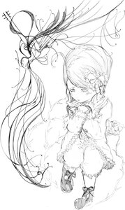 Rating: Safe Score: 0 Tags: 1girl dress greyscale hair_ornament image kanaria long_hair long_sleeves monochrome solo very_long_hair User: admin