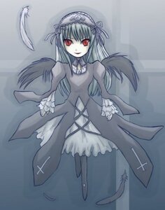 Rating: Safe Score: 0 Tags: 1girl black_wings detached_collar dress feathers flower frills full_body hairband image long_hair long_sleeves looking_at_viewer red_eyes ribbon solo standing suigintou wings User: admin