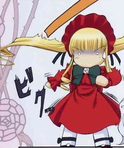 Rating: Safe Score: 0 Tags: 1girl blonde_hair bonnet dress hat image long_hair long_sleeves photo red_dress shinku solo User: admin