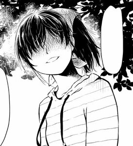 Rating: Safe Score: 0 Tags: 1girl blush greyscale hair_over_eyes image monochrome short_hair smile solo suiseiseki upper_body User: admin