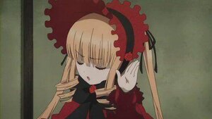 Rating: Safe Score: 0 Tags: 1girl blonde_hair bonnet crying dress drill_hair flower image long_hair long_sleeves rose shinku solo tears traditional_media User: admin