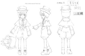 Rating: Safe Score: 0 Tags: androgynous boots bow capelet character_sheet frills full_body greyscale hat image lineart long_sleeves looking_at_viewer monochrome multiple_views shoes short_hair shorts solo souseiseki standing turnaround User: admin