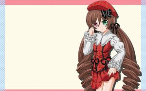 Rating: Safe Score: 0 Tags: 1girl brown_hair dress drill_hair frills green_eyes hat heterochromia image long_hair long_sleeves looking_at_viewer plaid plaid_dress polka_dot polka_dot_background red_eyes ribbon smile solo suiseiseki twin_drills twintails very_long_hair User: admin