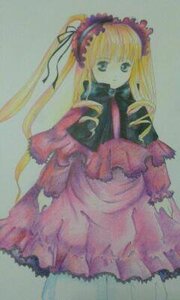 Rating: Safe Score: 0 Tags: 1girl blonde_hair blue_eyes dress drill_hair frills hairband image long_hair long_sleeves looking_at_viewer red_dress shinku simple_background solo standing User: admin