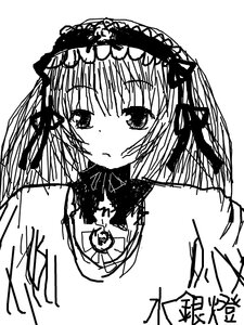 Rating: Safe Score: 0 Tags: 1girl bangs bare_shoulders blush closed_mouth detached_collar eyebrows_visible_through_hair greyscale image long_hair looking_at_viewer monochrome simple_background sketch solo suigintou upper_body white_background User: admin