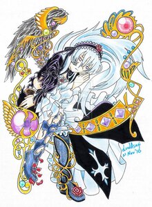 Rating: Safe Score: 0 Tags: 1girl dress flower frills hairband image long_hair long_sleeves looking_at_viewer marker_(medium) pink_eyes rose solo suigintou traditional_media wings User: admin