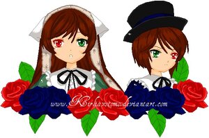 Rating: Safe Score: 0 Tags: 2girls black_ribbon brown_hair flower green_eyes hat heterochromia image long_hair long_sleeves looking_at_viewer multiple_girls pair red_eyes red_flower red_rose rose short_hair siblings simple_background sisters souseiseki suiseiseki top_hat twins watering_can white_background User: admin