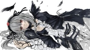 Rating: Safe Score: 0 Tags: 1girl black_dress black_feathers black_wings dress feathers flower frilled_sleeves frills hairband image long_hair long_sleeves looking_at_viewer red_eyes rose silver_hair solo suigintou wings User: admin