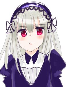 Rating: Safe Score: 0 Tags: 1girl bangs black_dress black_ribbon blush closed_mouth dress eyebrows_visible_through_hair hair_between_eyes hairband head_tilt image juliet_sleeves long_hair long_sleeves looking_at_viewer puffy_sleeves red_eyes ribbon silver_hair simple_background smile solo suigintou upper_body white_background User: admin