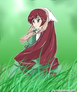 Rating: Safe Score: 0 Tags: 1girl dress grass green_background green_dress green_eyes hat head_scarf heterochromia image long_hair long_sleeves looking_at_viewer looking_back outdoors red_eyes solo standing suiseiseki User: admin