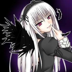 Rating: Safe Score: 0 Tags: 1girl black_dress black_wings bug butterfly dress feathers frills hairband half-closed_eyes image insect juliet_sleeves lolita_hairband long_hair long_sleeves looking_at_viewer pink_eyes puffy_sleeves silver_hair smile solo suigintou upper_body very_long_hair wings User: admin