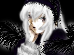 Rating: Safe Score: 0 Tags: 1girl bangs black_background black_wings closed_mouth feathers flower frills hairband image looking_at_viewer red_eyes rose simple_background solo suigintou wings User: admin