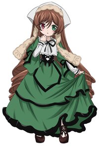 Rating: Safe Score: 2 Tags: 1girl blush brown_hair commentary_request dress frills full_body green_dress green_eyes head_scarf heterochromia image long_hair long_sleeves looking_at_viewer red_eyes ribbon rozen_maiden simple_background solo suiseiseki takumi_(rozen_garten) twintails very_long_hair white_background User: admin