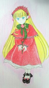 Rating: Safe Score: 0 Tags: 1girl auto_tagged black_footwear blonde_hair blue_eyes bonnet bow bowtie capelet dress flower full_body green_bow image long_hair long_sleeves looking_at_viewer red_dress shinku shoes solo standing twintails very_long_hair User: admin