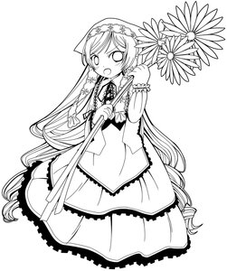 Rating: Safe Score: 0 Tags: 1girl :o blush dress flower greyscale holding image long_hair long_sleeves monochrome open_mouth simple_background solo suiseiseki very_long_hair white_background User: admin