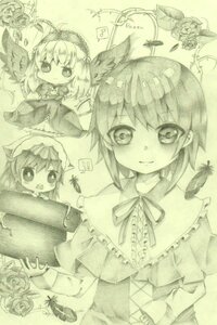 Rating: Safe Score: 0 Tags: animal_ears butterfly cat_ears dress flower hat image insect monochrome multiple multiple_girls rose short_hair smile tagme traditional_media wings User: admin