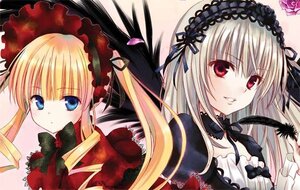 Rating: Safe Score: 0 Tags: 2girls black_ribbon blonde_hair blue_eyes bow dress flower frills hairband image long_hair long_sleeves looking_at_viewer multiple_girls pair red_dress red_eyes ribbon rose shinku silver_hair smile suigintou twintails User: admin