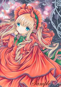 Rating: Safe Score: 0 Tags: 1girl artist_name blonde_hair blue_eyes bonnet bow bowtie dress flower frills green_bow green_neckwear image long_hair long_sleeves looking_at_viewer marker_(medium) pink_flower pink_rose red_capelet red_dress red_flower red_rose rose sample shinku signature solo traditional_media very_long_hair User: admin