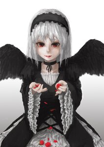 Rating: Safe Score: 0 Tags: 1girl auto_tagged black_dress black_wings choker dress feathered_wings feathers flower frills fruit gothic_lolita hairband image lolita_fashion long_sleeves looking_at_viewer nail_polish petals red_eyes red_flower red_nails red_rose ribbon rose solo suigintou wings User: admin