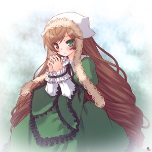 Rating: Safe Score: 0 Tags: 1girl blush brown_hair commentary_request dress frills green_dress green_eyes hairband heterochromia image long_hair long_sleeves looking_at_viewer motomi own_hands_together photoshop_(medium) red_eyes rozen_maiden smile solo suiseiseki very_long_hair User: admin