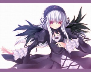 Rating: Safe Score: 0 Tags: 1girl black_dress black_ribbon black_wings detached_collar dress flower frilled_sleeves frills hairband image long_hair long_sleeves looking_at_viewer pink_eyes ribbon silver_hair simple_background solo suigintou white_background wings User: admin