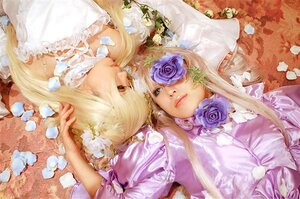 Rating: Safe Score: 0 Tags: 2girls blonde_hair blue_flower blue_rose closed_eyes dress flower frills hair_ornament lips lolita_fashion long_hair multiple_cosplay multiple_girls purple_flower purple_rose rose tagme white_flower white_rose User: admin