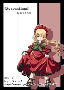 Rating: Safe Score: 0 Tags: 1girl blonde_hair blush bonnet bow bowtie closed_eyes dress full_body image letterboxed long_hair long_sleeves shinku solo User: admin