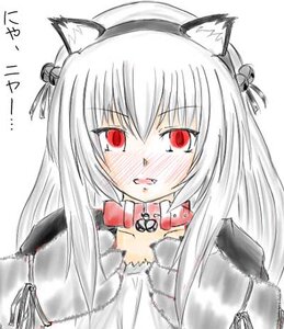 Rating: Safe Score: 0 Tags: 1girl animal_ears blush cat_ears collar fur_trim hairband image long_hair looking_at_viewer red_eyes simple_background solo suigintou upper_body virtual_youtuber white_background User: admin
