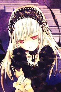 Rating: Safe Score: 0 Tags: 1girl bangs closed_mouth detached_collar dress frills hairband image long_hair long_sleeves red_eyes ribbon solo suigintou upper_body very_long_hair User: admin