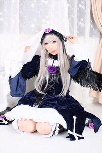 Rating: Safe Score: 0 Tags: 1girl curtains dress flower frills gothic_lolita lolita_fashion long_hair long_sleeves looking_at_viewer red_eyes rose silver_hair sitting solo suigintou wings User: admin